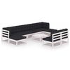 vidaXL Salon de jardin 10 pcs avec coussins Blanc Bois de pin massif