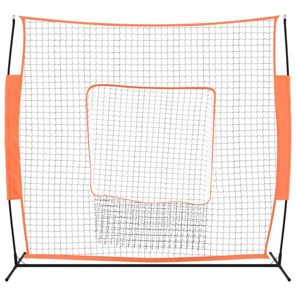 vidaXL Filet de baseball portable orange et noir 219x107x212 cm
