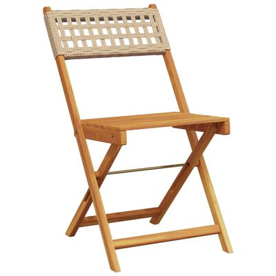 vidaXL Chaises de bistrot lot de 2 beige bois massif d'acacia et rotin