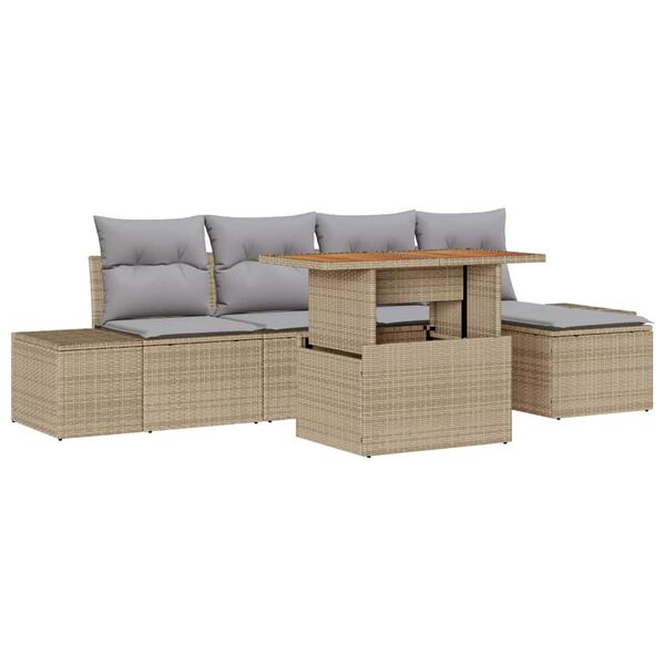 vidaXL Ensemble de salle &agrave; manger pour jardin 6 pcs Beige et gris