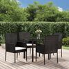 vidaXL Ensemble &agrave; manger de jardin coussins 5pcs Noir R&eacute;sine tress&eacute;e