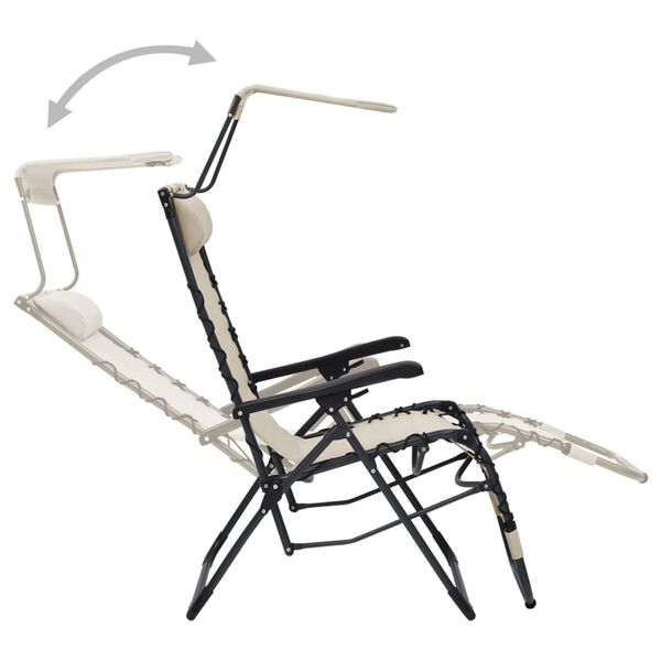 vidaXL Chaise pliable de terrasse Textil&egrave;ne Cr&egrave;me