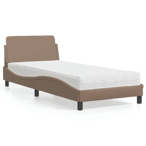 vidaXL Lit avec matelas Dover cappuccino 90x190 cm similicuir