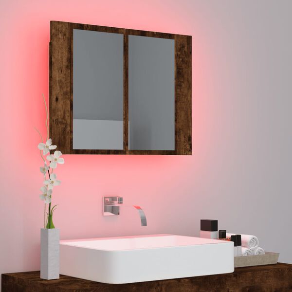 vidaXL Armoire à miroir LED Chêne fumé 60x12x45 cm Bois d'ingénierie