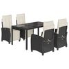 vidaXL Ensemble &agrave; manger de jardin coussins 5pcs Noir R&eacute;sine tress&eacute;e