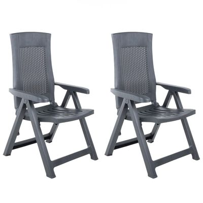 vidaXL Chaises inclinables de jardin lot de 2 Plastique Anthracite