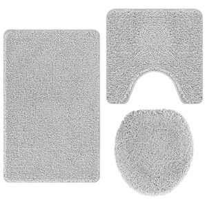 vidaXL Ensemble de tapis de bain antid&eacute;rapants 3 pcs Gris PP