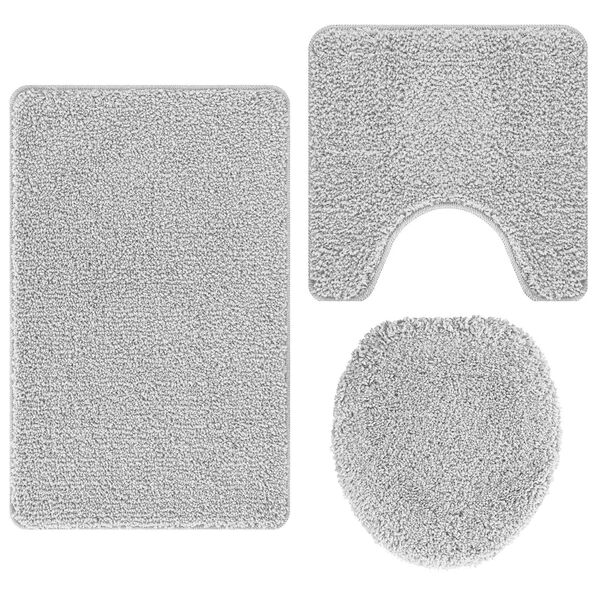 vidaXL Ensemble de tapis de bain antid&eacute;rapants 3 pcs Gris PP