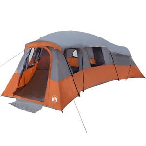 vidaXL Tente familiale 20 personne Gris et orange taffetas Imperm&eacute;able