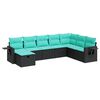 vidaXL Salon de jardin 8 pcs avec coussins noir r&eacute;sine tress&eacute;e