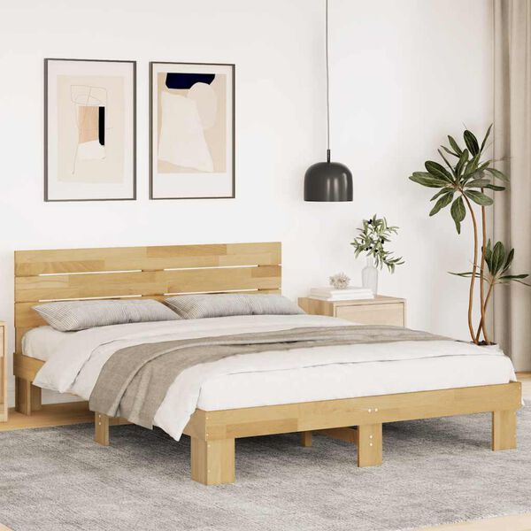 vidaXL Cadre de lit avec t&ecirc;te de lit sans matelas 140x190 cm