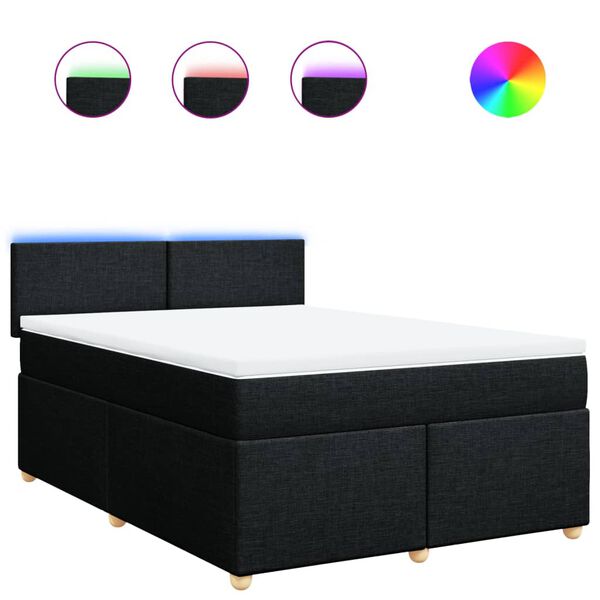 vidaXL Sommier &agrave; lattes de lit avec matelas Noir 140x200 cm Tissu