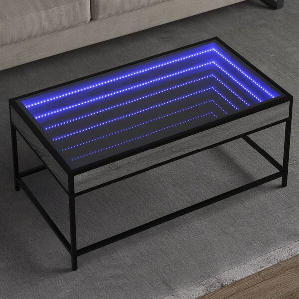 vidaXL Table basse avec LED infini sonoma gris 90x50x41 cm