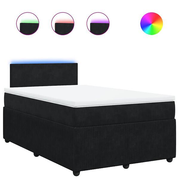 vidaXL Sommier &agrave; lattes de lit avec matelas noir 120x190 cm velours