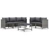 vidaXL Salon de jardin 6 pcs avec coussins R&eacute;sine tress&eacute;e Gris