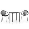 vidaXL Ensemble &agrave; manger de jardin 3 pcs Noir