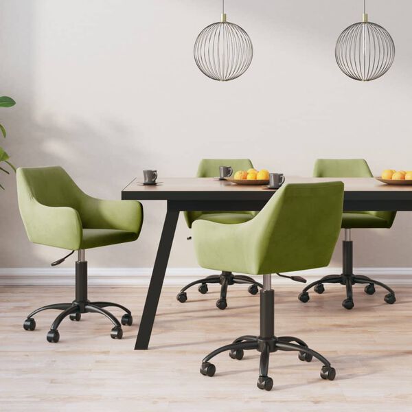 vidaXL Chaises pivotantes &agrave; manger lot de 4 Vert clair Velours