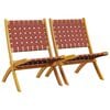 vidaXL Chaises pliantes (lot de 2) en bois massif d'acacia rouge et tissu
