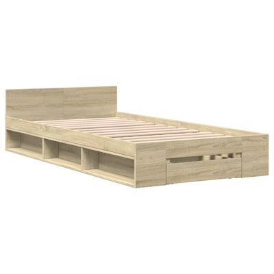 vidaXL Cadre de lit et tiroir chêne sonoma 90x190cm bois d'ingénierie