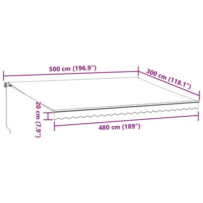 vidaXL Auvent manuel rétractable avec LED anthracite blanc 500x300 cm