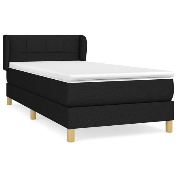 vidaXL Sommier &agrave; lattes de lit avec matelas Noir 90x200 cm Tissu