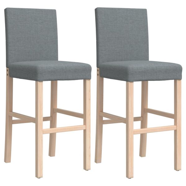 vidaXL Chaises de bar lot de 2 bois massif d'h&eacute;v&eacute;a et tissu