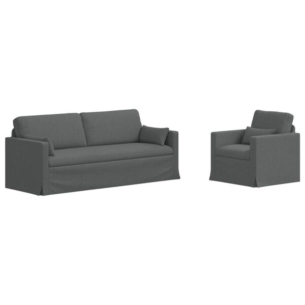 vidaXL Canap&eacute; 2 pcs Gris fonc&eacute;