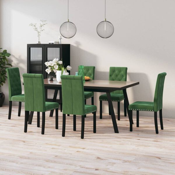 vidaXL Chaises &agrave; manger lot de 6 vert fonc&eacute; velours