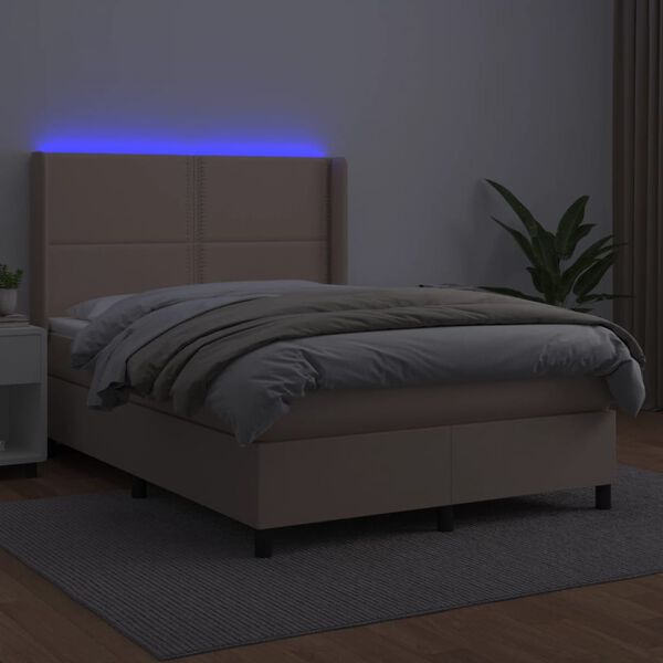 vidaXL Sommier &agrave; lattes de lit matelas LED Cappuccino 140x200 cm