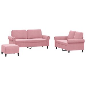 vidaXL Ensemble de canap&eacute;s 3 pcs avec coussins Rose Velours