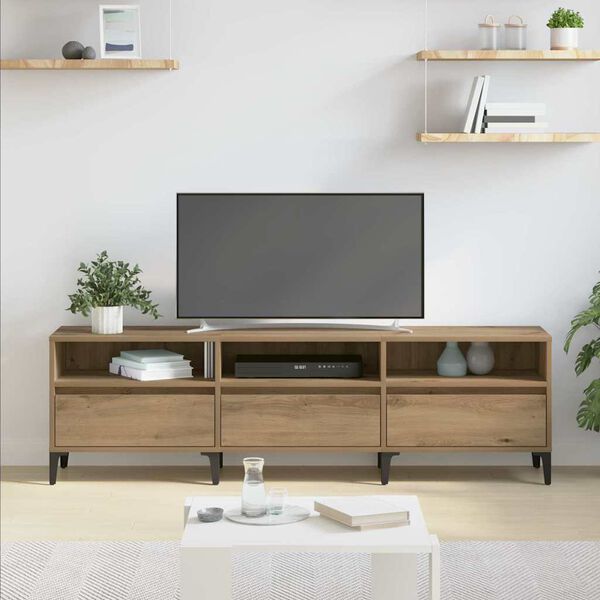 vidaXL Meuble TV avec tiroir Ch&ecirc;ne artisanal 150 x 30 x 45 cm
