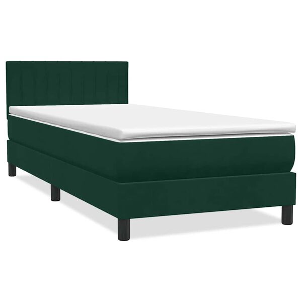 vidaXL Sommier &agrave; lattes de lit et matelas et LED vert fonc&eacute; 90x210 cm velours