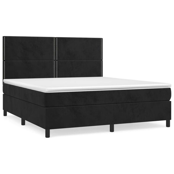 vidaXL Sommier &agrave; lattes de lit avec matelas Noir 180x200 cm Velours