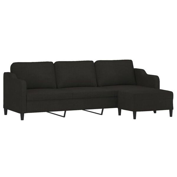vidaXL Canap&eacute; &agrave; 3 places avec repose-pieds Noir 210 cm Tissu