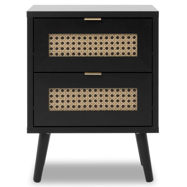 Finori Table de chevet Vienna 61A Noir et impression de rotin