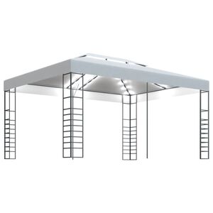 vidaXL Tonnelle avec guirlande lumineuse &agrave; LED 4x3x2,7 m Blanc
