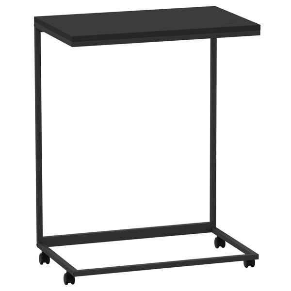 vidaXL Table d'appoint avec roues noir 55x35x70 cm bois d'ing&eacute;nierie