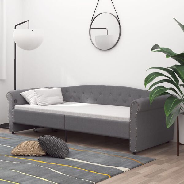 vidaXL Lit avec &eacute;clairage USB Gris clair Tissu 90x200 cm