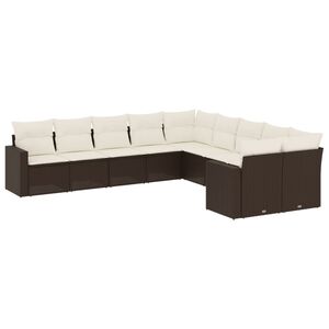 vidaXL Salon de jardin 10 pcs avec coussins marron r&eacute;sine tress&eacute;e