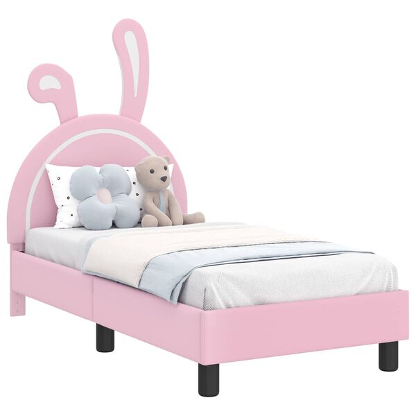 vidaXL Cadre de lit pour tout-petit avec t&ecirc;te de lit Rose 70 x 140 cm