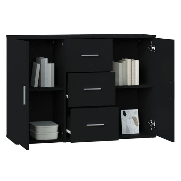 vidaXL Buffet Noir 91x29,5x65 cm Bois d'ingénierie