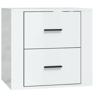 vidaXL Table de chevet murale Blanc brillant 50x36x47 cm