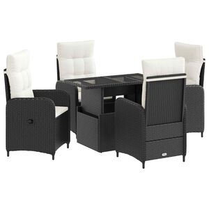 vidaXL Ensemble de repas ext&eacute;rieur 5 pc Noir et blanc cr&egrave;me polyrotin