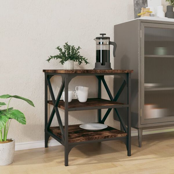 vidaXL Table d'appoint Ch&ecirc;ne fum&eacute; 40x42x50 cm Bois d'ing&eacute;nierie