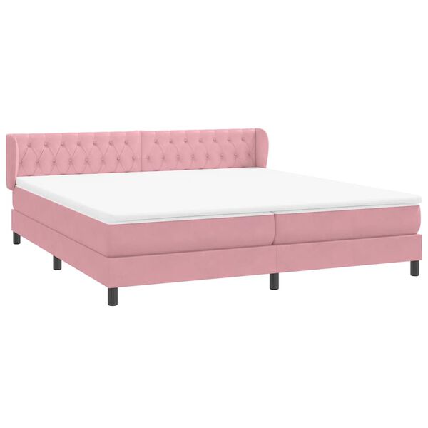 vidaXL Sommier &agrave; lattes de lit avec matelas rose 200x210 cm velours