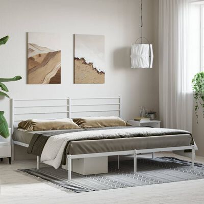 vidaXL Cadre de lit métal sans matelas et tête de lit blanc 200x200 cm