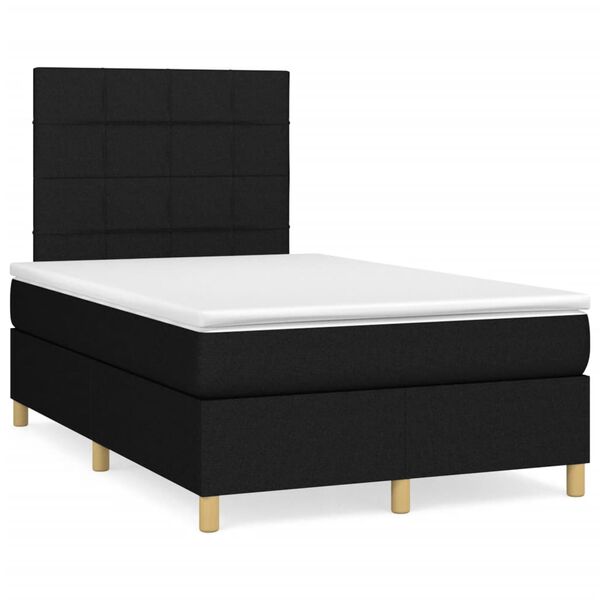 vidaXL Sommier &agrave; lattes de lit matelas et LED noir 120x190 cm tissu