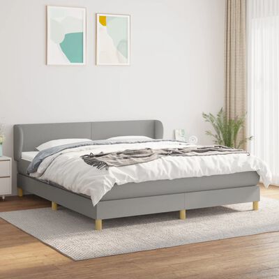 vidaXL Sommier à lattes de lit avec matelas Gris clair 180x200cm Tissu