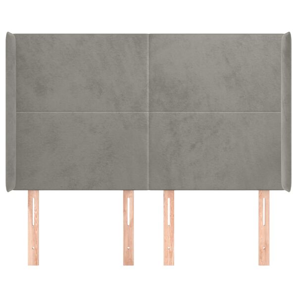 vidaXL T&ecirc;te de lit avec oreilles Gris clair 147x16x118/128 cm Velours