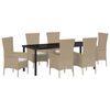 vidaXL Ensemble de salle &agrave; manger pour jardin 7 pc Beige polyrotin